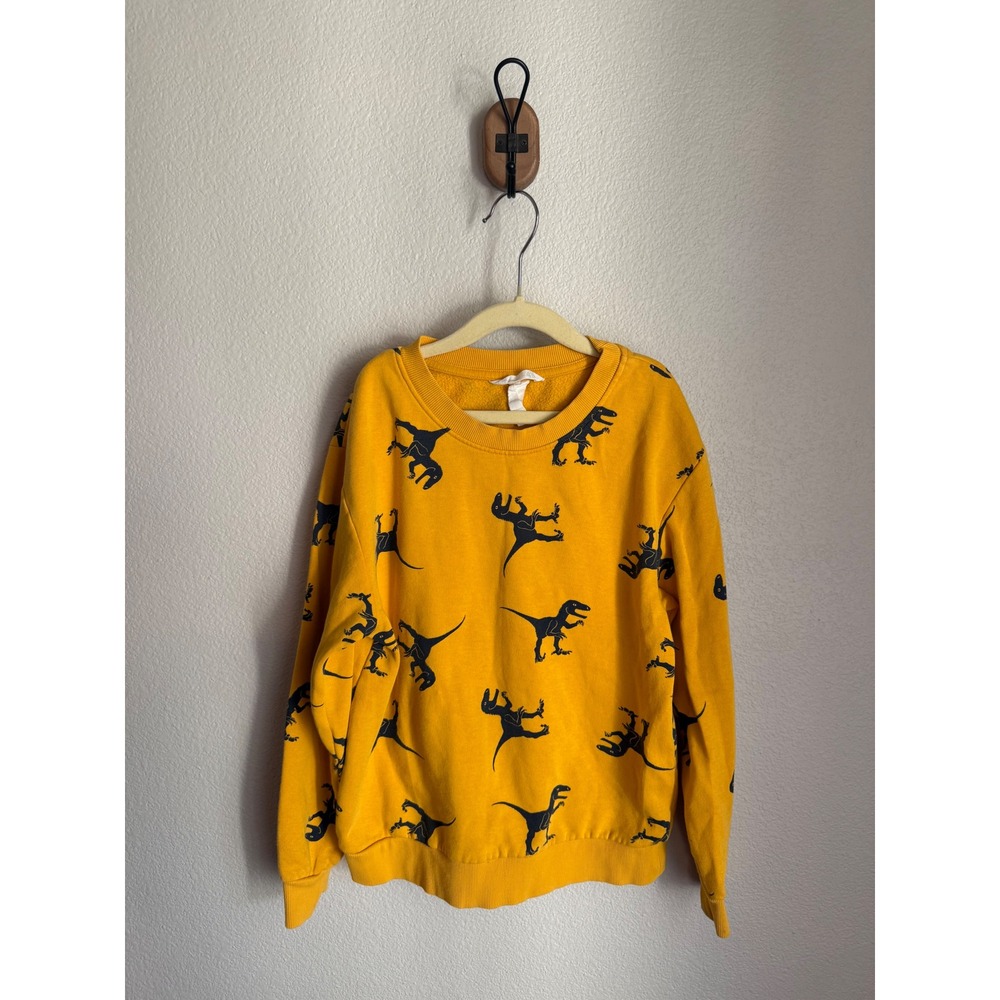 H&M Dinosaur Sweatshirt Kids Size 8/10 Yellow Excellent‎ Crewneck Pullover